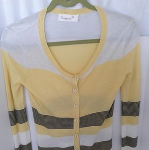 Vintage Cashmere Bamboo Sweater Stripe Pale Yellow